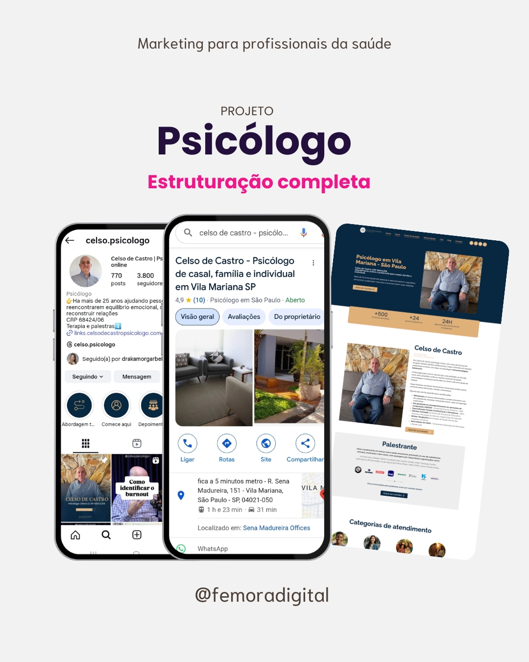 Perfil do Google, criação de site e Instagram para para Psicólogo